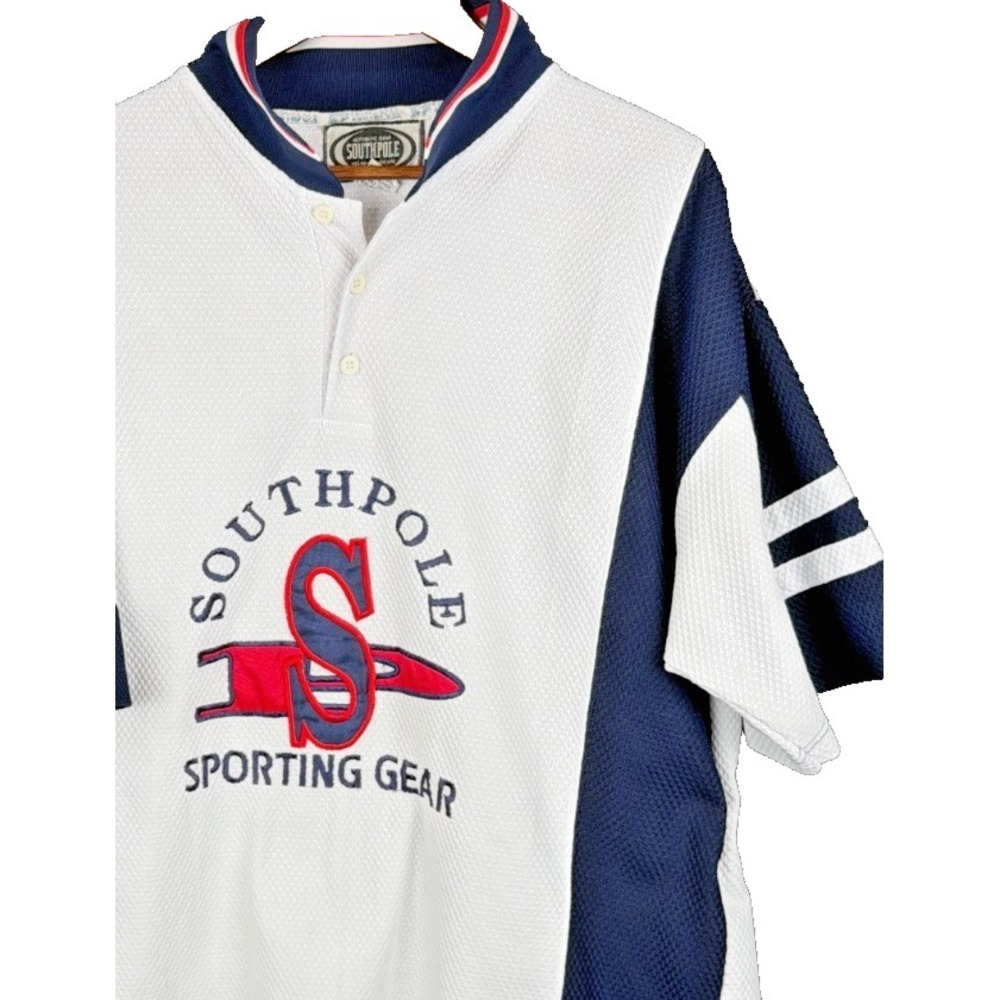 Southpole Sporting Gear Vintage Y2K Hip Hop Embroidered Jersey Polo Shirt XL